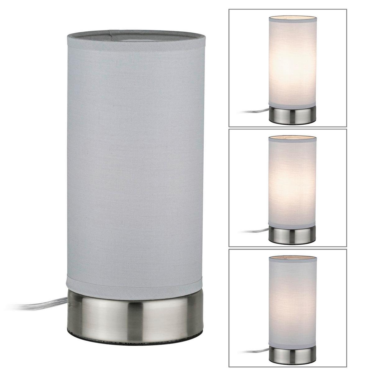 Tischlampe Silberfarben/ Weiß - Silberfarben/Weiß, Basics, Textil/Metall (10/21cm) - Paulmann