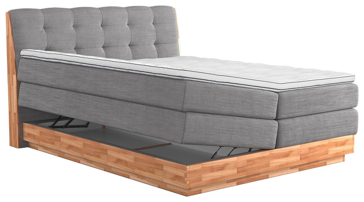 Boxspringbett Boxspring Bed Melissa - Hellgrau/Schwarz, Natur, Textil (200/200cm)