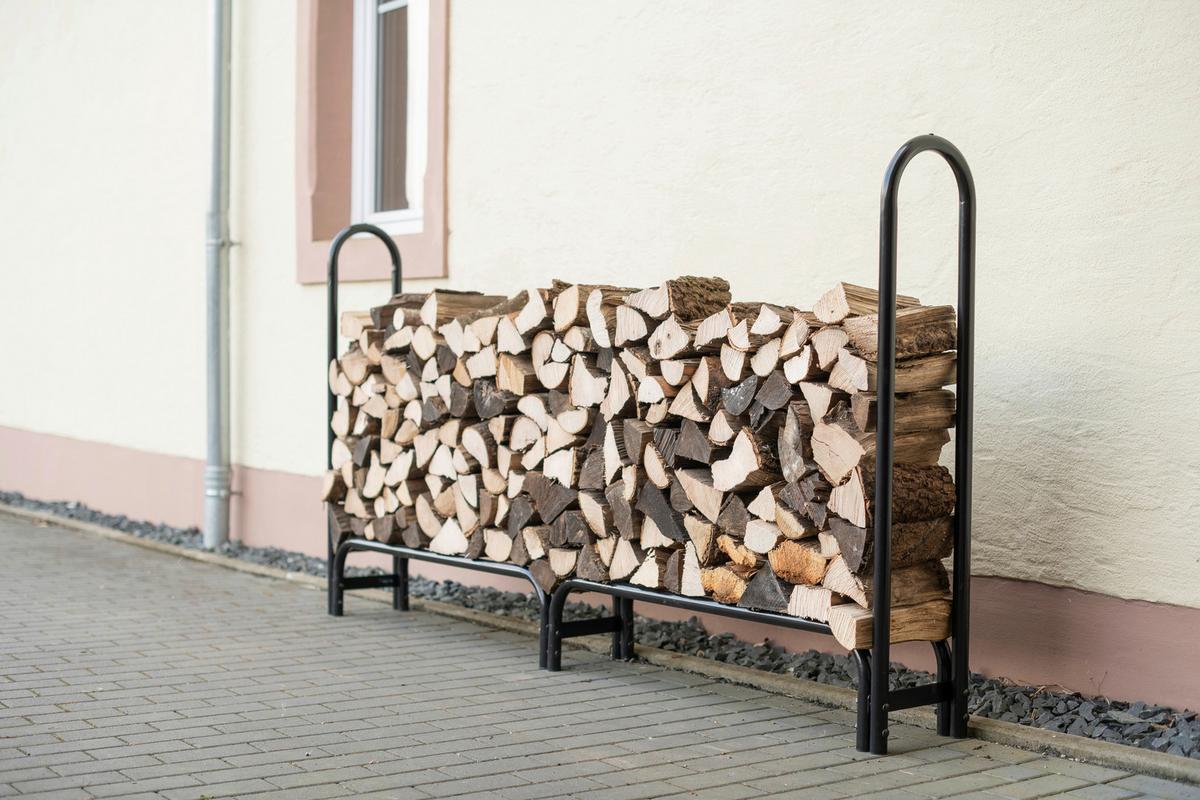 Regál na drevo 244cm - čierna, Basics, kov (25/118/244cm)