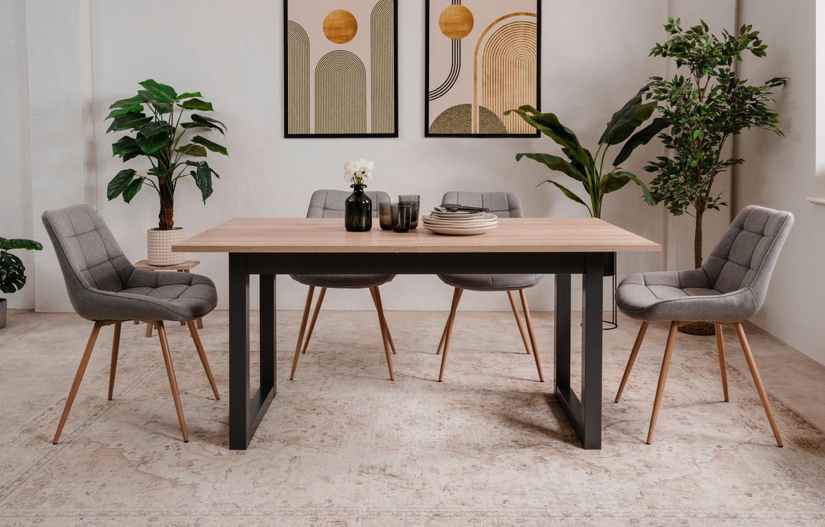 Esstisch ausziehbar Denver 160x200x90 cm Eiche Dekor - Anthrazit/Sonoma Eiche, Natur, Holzwerkstoff (160/90/75cm) - MID.YOU