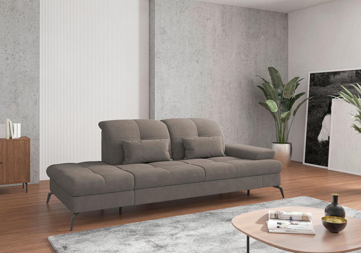 Récamiere Amica E, Schlammfarben B: 231 - Schlammfarben/Schwarz, KONVENTIONELL, Textil (231/90/122cm) - Sit & More