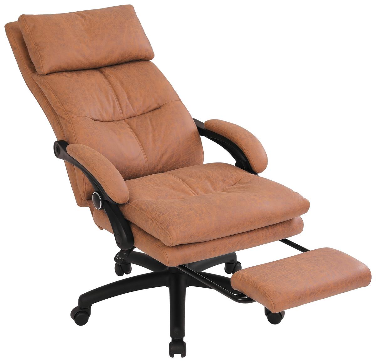 Chefsessel Bernie mit Armstützen Braun bis 140 kg - Schwarz/Braun, LIFESTYLE, Holz/Kunststoff (66/116-124/71,5cm) - Livetastic