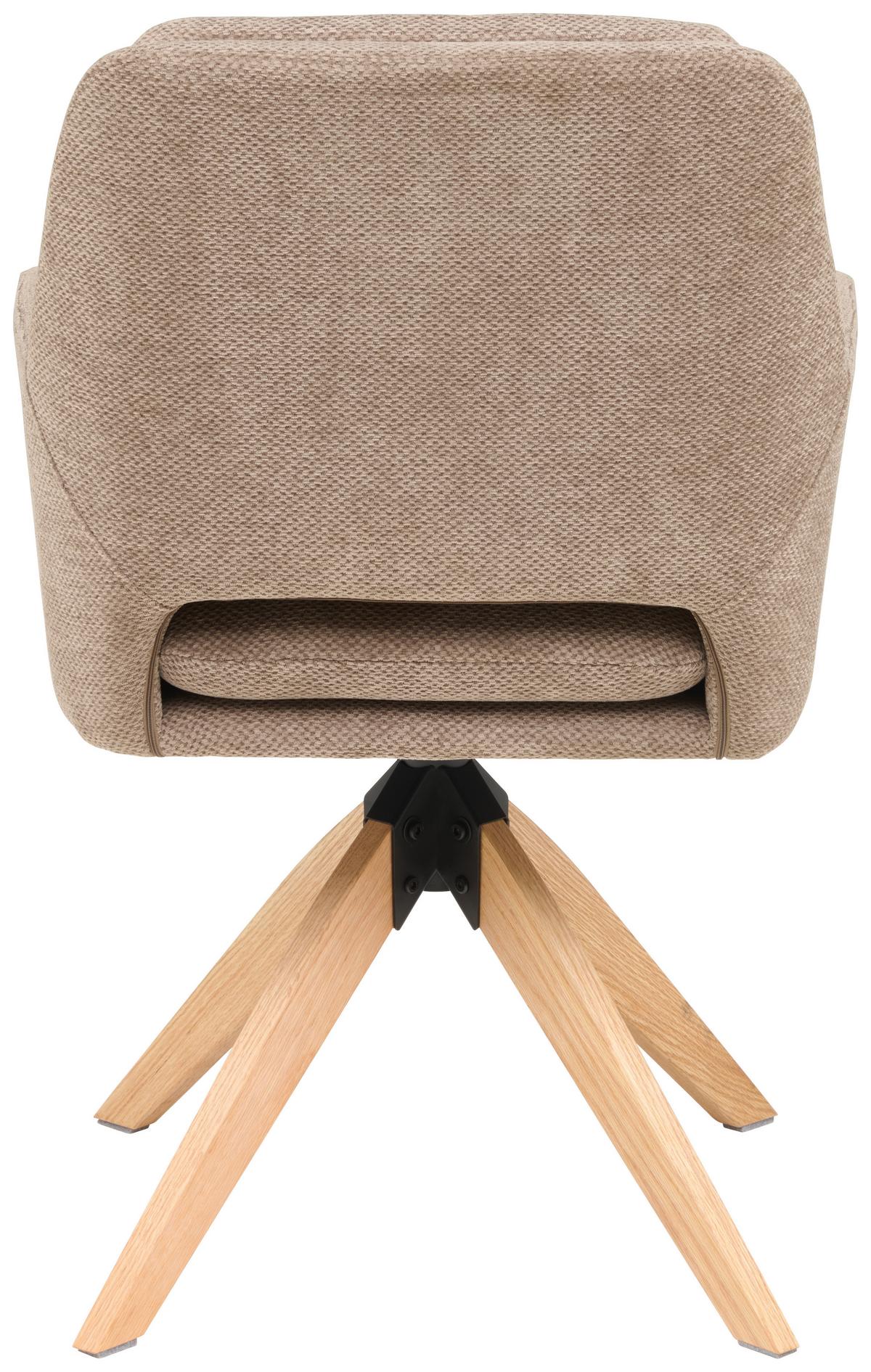 Armlehnstuhl Marley Webstoff Braun, B: 59 cm - Braun/Naturfarben, KONVENTIONELL, Holz/Textil (59/89/65cm) - Livetastic