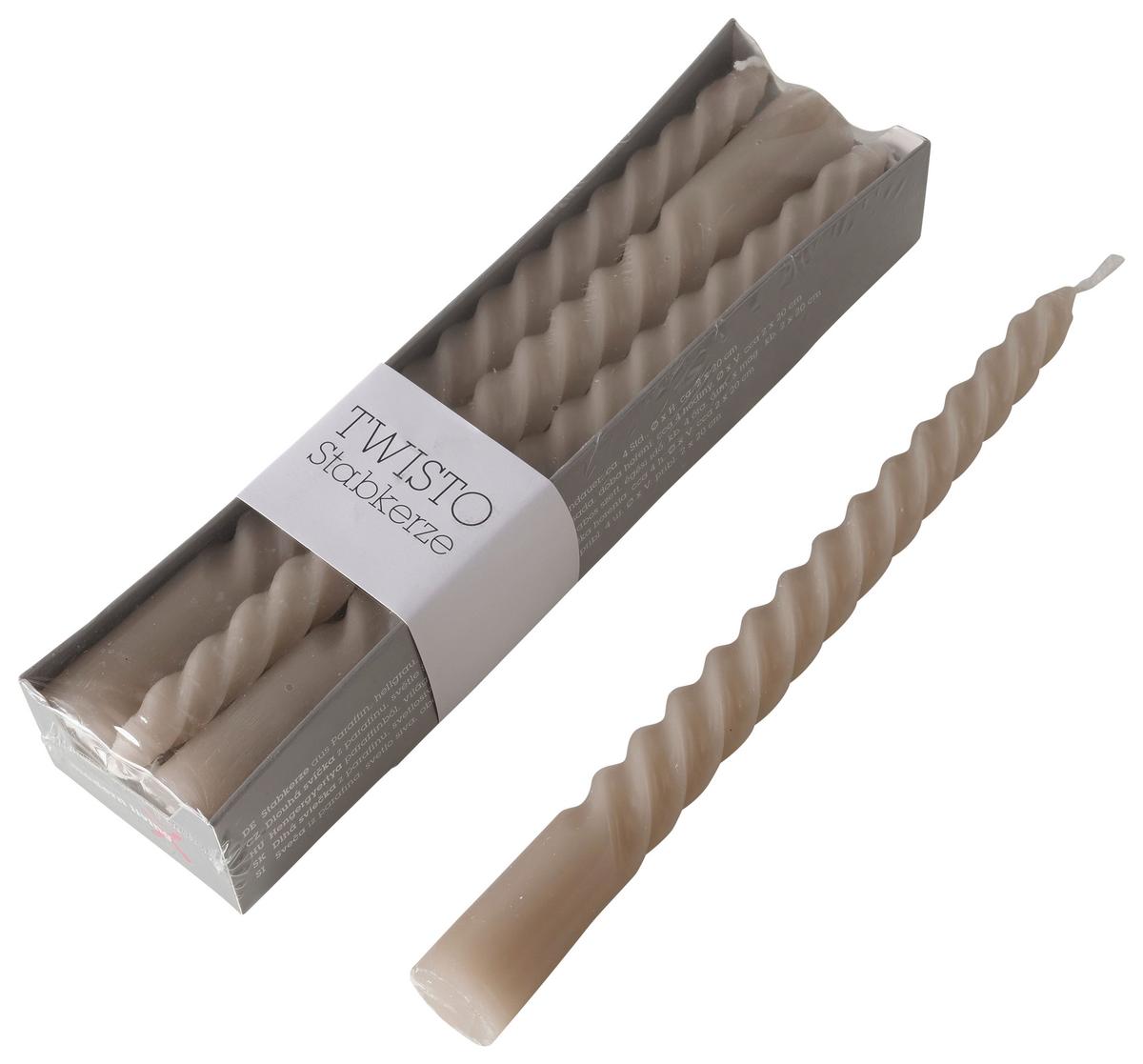 Dlouhá svíčka Twisto, 6ks/bal. - světle šedá, Moderní, parafín/přírodní materiály (2/20cm) - Modern Living