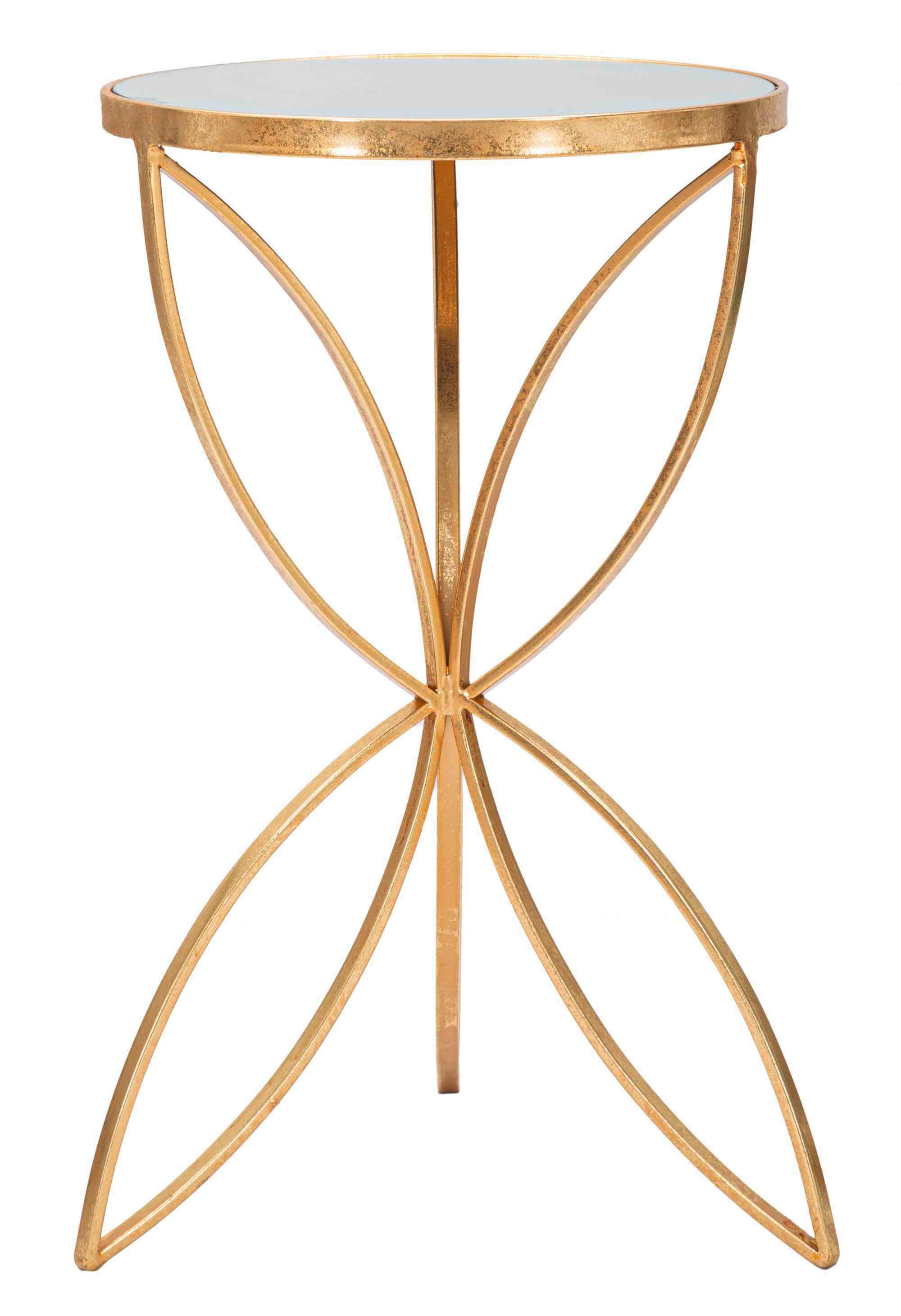 Couchtisch Butterfly Goldfarben, Weiß B: 60 cm - Goldfarben/Weiß, Basics, Glas/Metall (60/35/35cm)