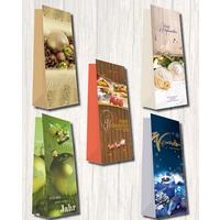 Geschenktasche Weihnachten Karton 11x36 Cm Mit Tragegriff - Dunkelgrün/Gelb, KONVENTIONELL, Karton (10,5/10,5/36cm)