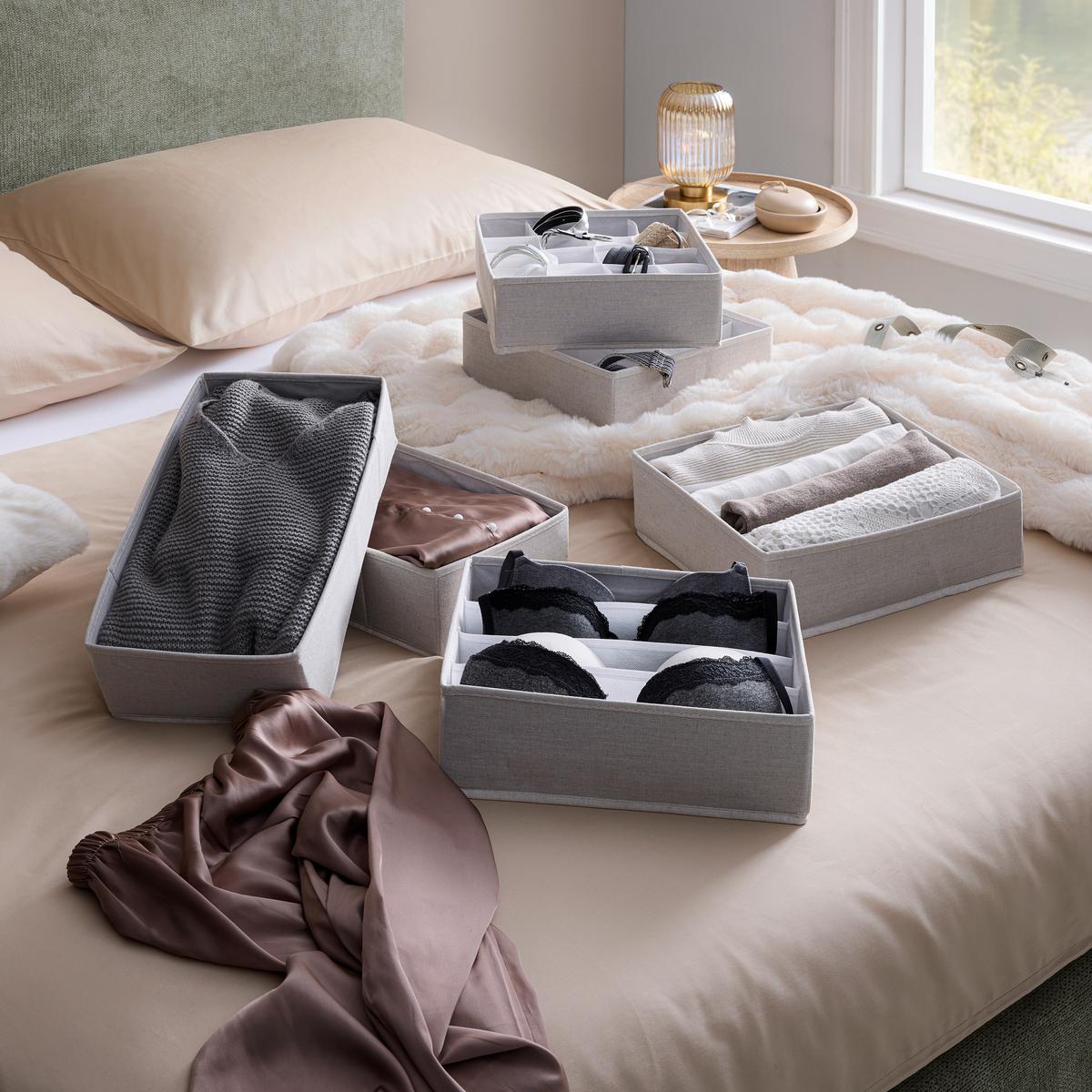 Sada úložných boxov 2 ks - béžová, Modern, textil/papier - Mömax