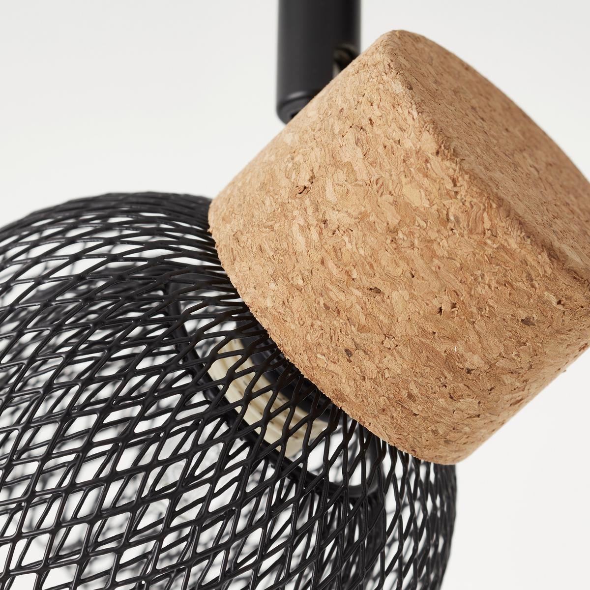 Deckenleuchte Flaka Schwenkbar - Schwarz, Natur, Holz/Metall (16,5/76,5/9cm) - Brilliant