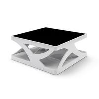 COUCHTISCH Schwarz, Weiß L: 90 cm - Weiß Hochglanz/Schwarz, Design, Glas/Holzwerkstoff (90/90/38cm) - Livetastic