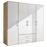 Kleiderschrank 4trg Lembo Artisan Eiche/weiß 206cm - Weiß/Eiche Artisan, Basics, Holzwerkstoff (206/195/60cm)