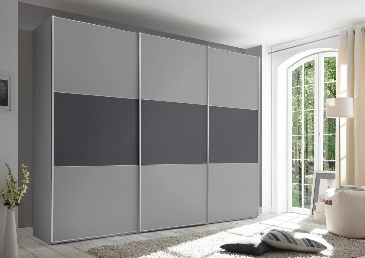Schwebetürenschrank 280cm Includo, Anthrazit/grau - Anthrazit/Weiß, MODERN, Holzwerkstoff (280/222/68cm)