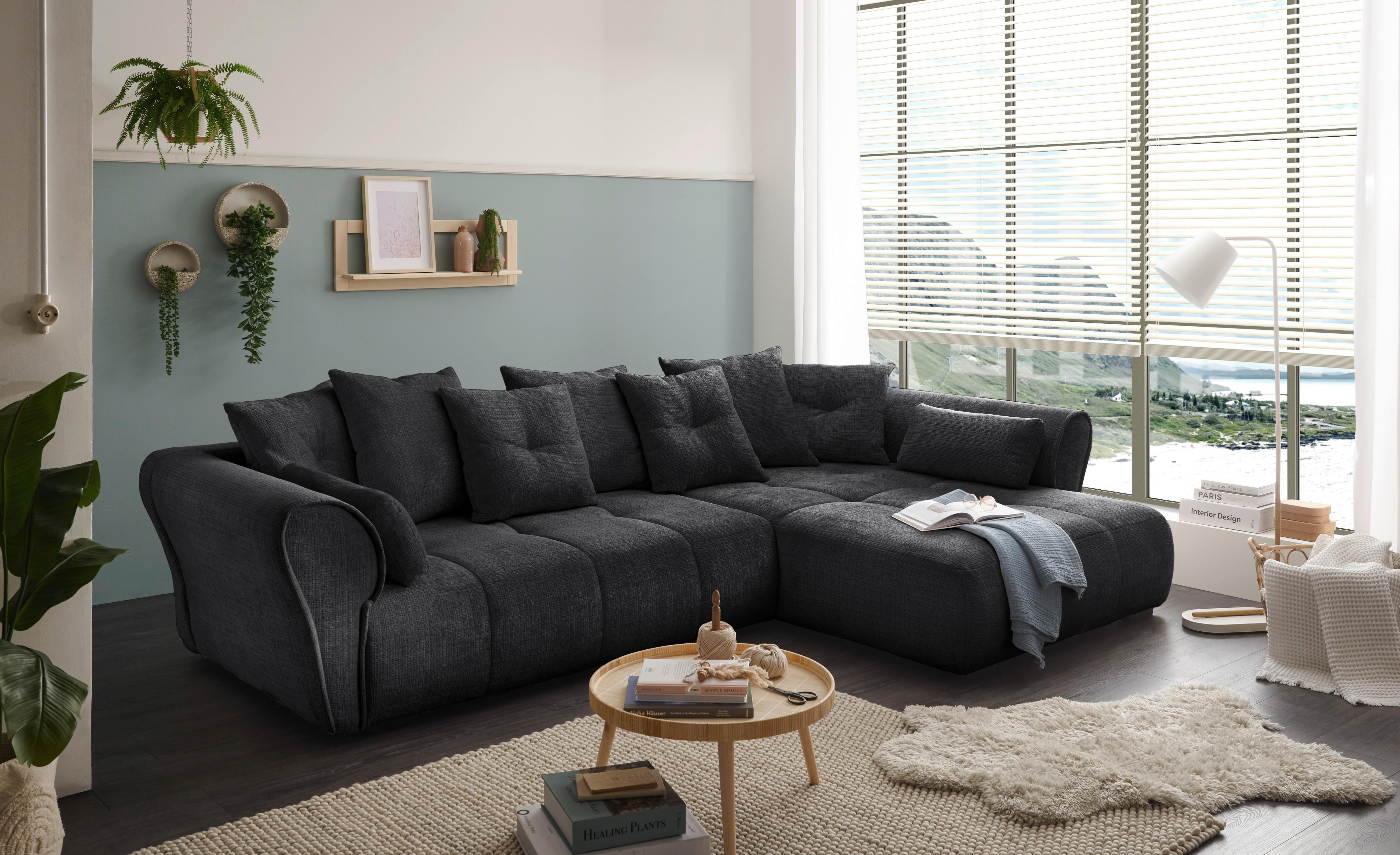 Ecksofa Riska Schwarz S: 330x197 cm - Schwarz, KONVENTIONELL, Textil (330/197cm) - MID.YOU