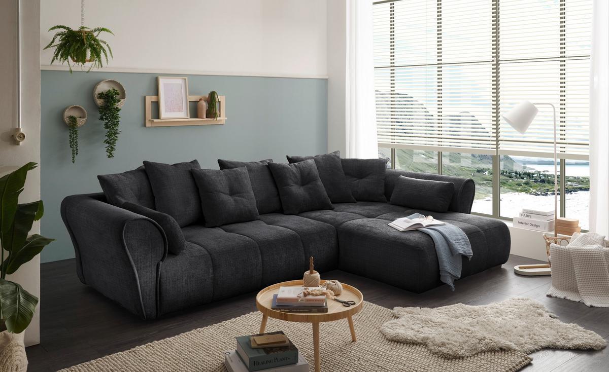 Ecksofa Riska Schwarz S: 330x197 cm - Schwarz, KONVENTIONELL, Textil (330/197cm) - MID.YOU