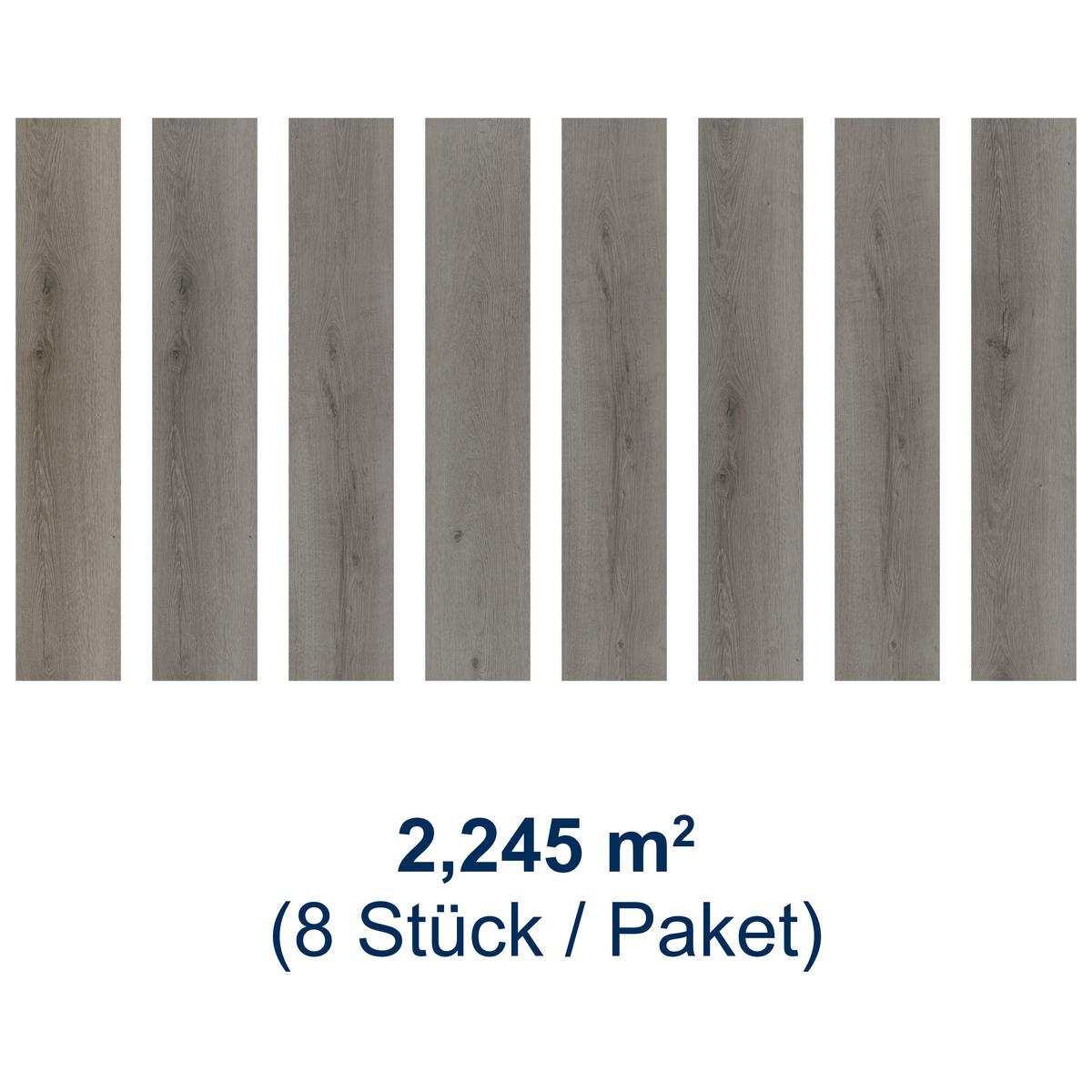 Designboden Eichefarben/grau /hellgrau Lhd. Stärke 4,8mm - Eichefarben/Eiche grau, Basics, Kunststoff (122/23/0.48cm)