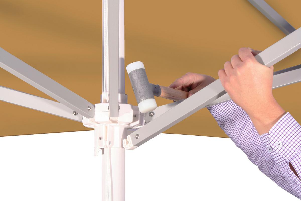 Ampelschirm Quadro LxBxH: 300x295x300cm Sandfarben - Sandfarben/Silberfarben, Basics, Textil/Metall (300/295/300cm) - Schneider