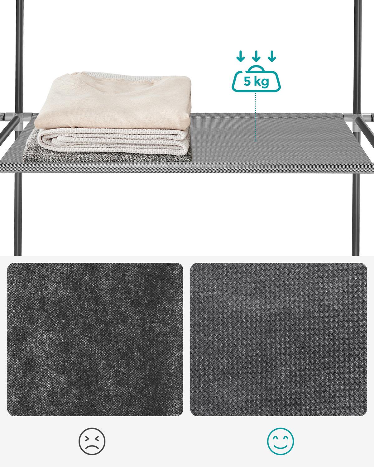 STOFFSCHRANK Dunkelgrau B: 127cm - Dunkelgrau, Basics, Textil/Metall (127/176/45cm)