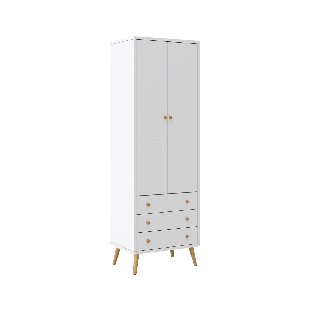 Šatná skriňa LUDO biela - biela/prírodná farba, Modern, kov/drevo (60/180/40cm) - Bessagi Home