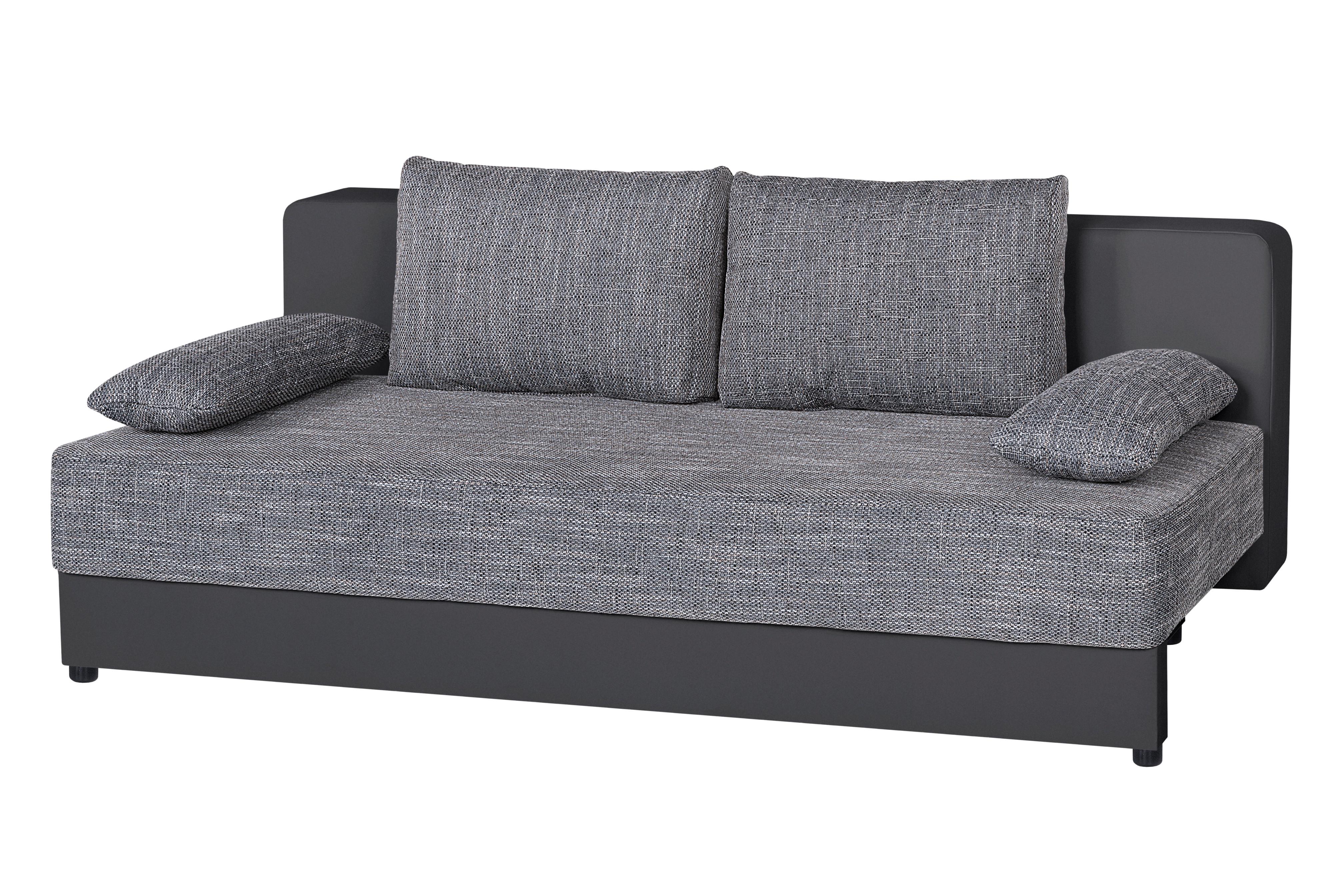Schlafsofa Lucy Grau B: 200 cm - Schwarz/Grau, Design, Holzwerkstoff/Textil (200/90/103cm) - P & B
