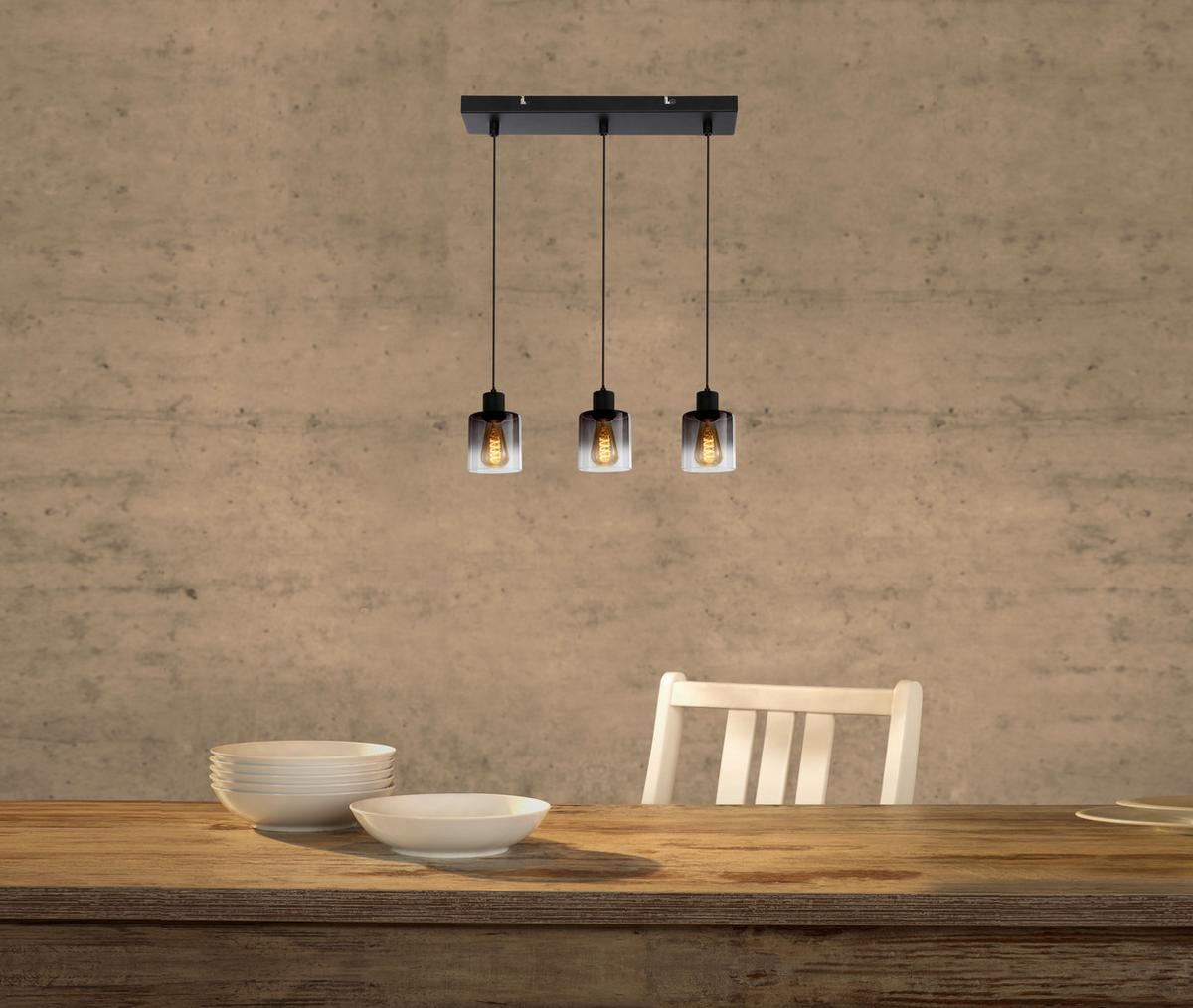 Hängeleuchte Medina H: 120 Cm 3-Flammig Mit Rauchglas - Multicolor, ROMANTIK / LANDHAUS, Glas/Metall (62/12/120cm) - James Wood