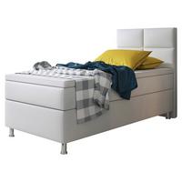 Boxspringbett Mit Topper Lederlook 90x210 Miami-F - Silberfarben/Weiß, KONVENTIONELL, Leder/Textil (90/115/210cm) - MID.YOU