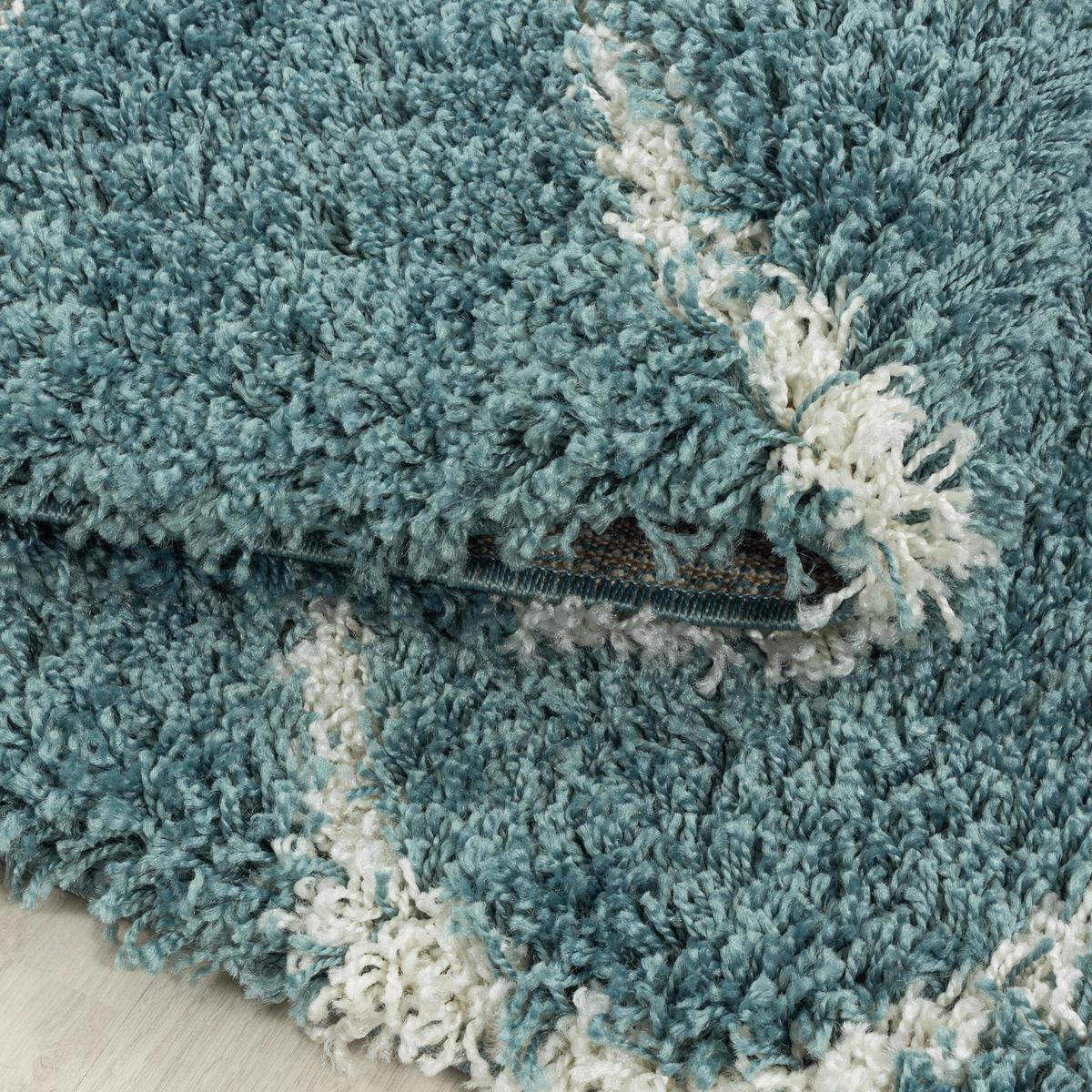 Webteppich Blau Naturfaser Salsa Ø 200 cm - Blau, Design, Textil (200cm)