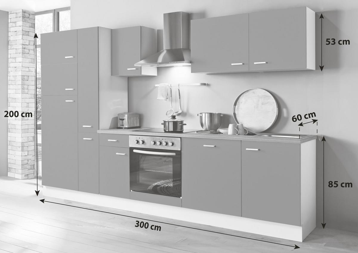 Küchenblock White-Classic - Graphitfarben/Weiß, KONVENTIONELL, Holzwerkstoff (300cm) - Menke