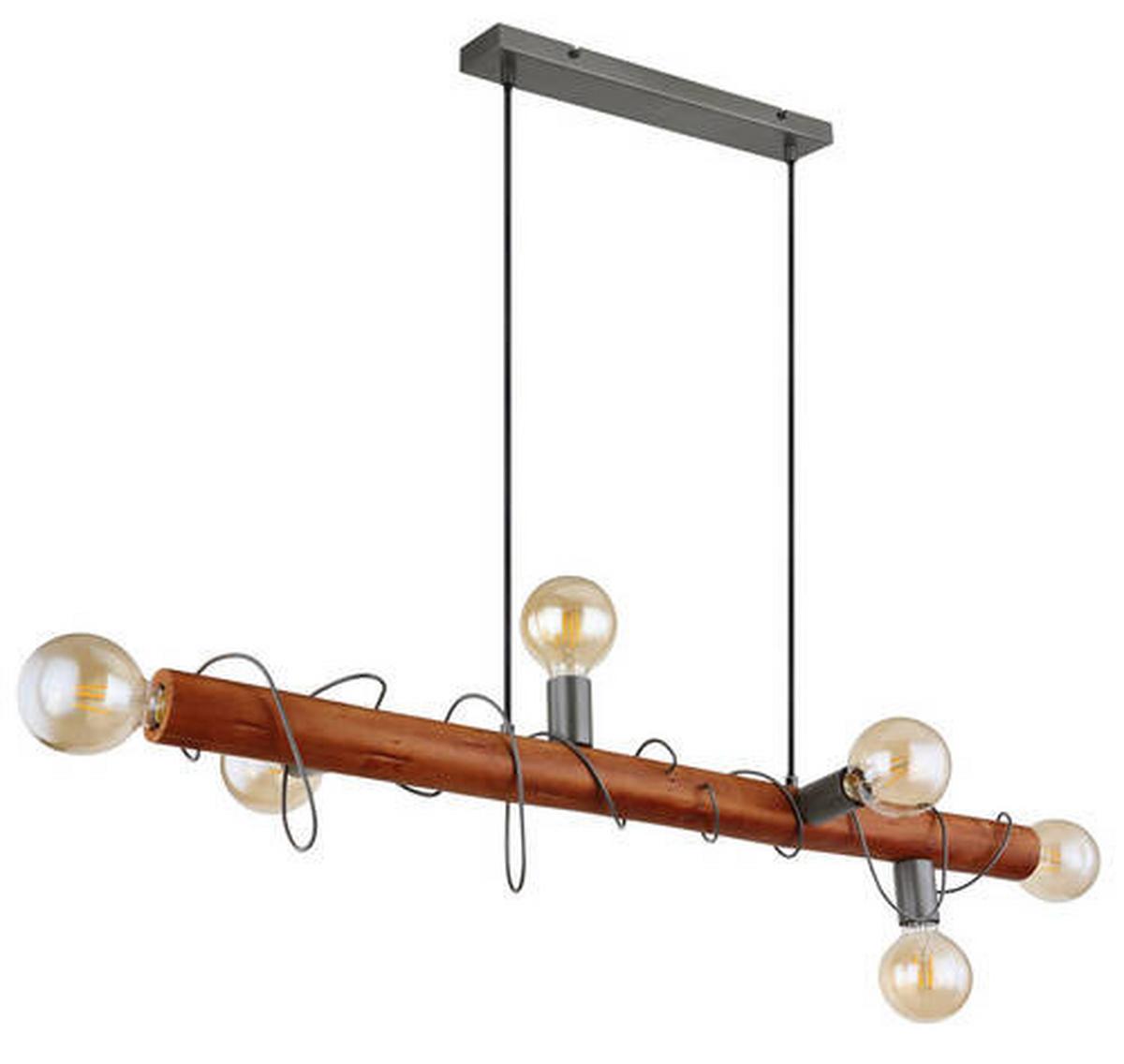 Hängeleuchte Alice H: 120 Cm 6-Flammig, Rustikal - Braun/Grau, Natur, Holz/Metall (100/20/120cm) - Globo