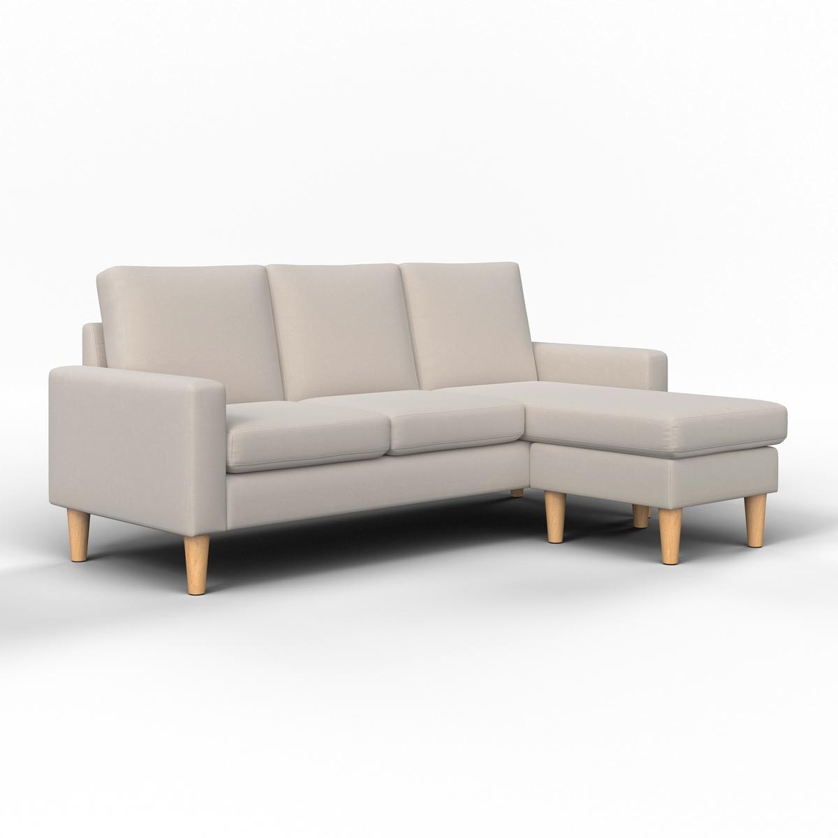 Rohová sedačka NOEMIE, přírodní barvy - přírodní barvy/béžová, Moderní, dřevo/textil (198/86/78-135cm) - Bessagi Home