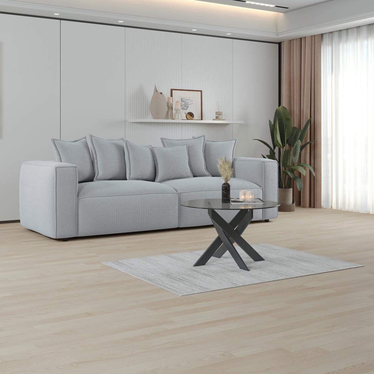 POHOVKA BIG SOFA COWBOY - černá/světle šedá, Moderní, textil (280/72/109cm)