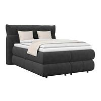 Boxspringbett Carmelo Schwarz 140x200 cm H3 - Schwarz, Trend, Textil (140/200cm)