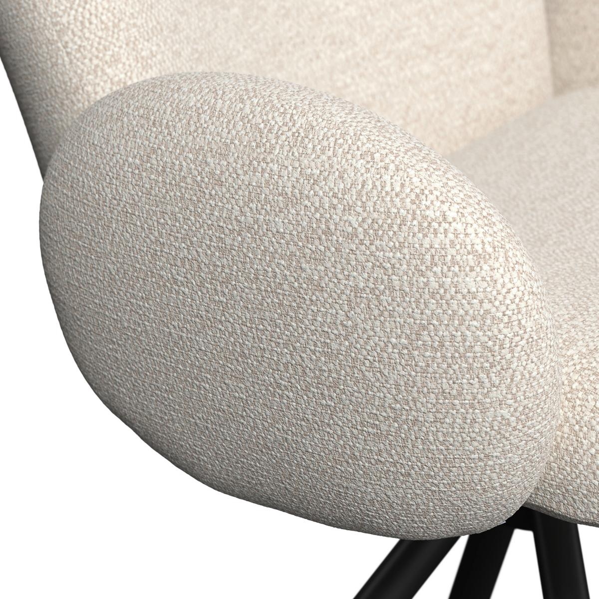 Židle Josea s područkami, krémová - černá/krémová, Moderní, kov/dřevo (64/85/63cm) - Bessagi Home