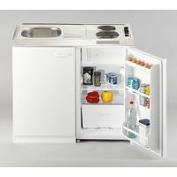 Miniküche M. Kühlschrank + Kochfeld 100 Cm Weiß Dekor - Weiß, MODERN, Holzwerkstoff/Metall (100cm) - Respekta