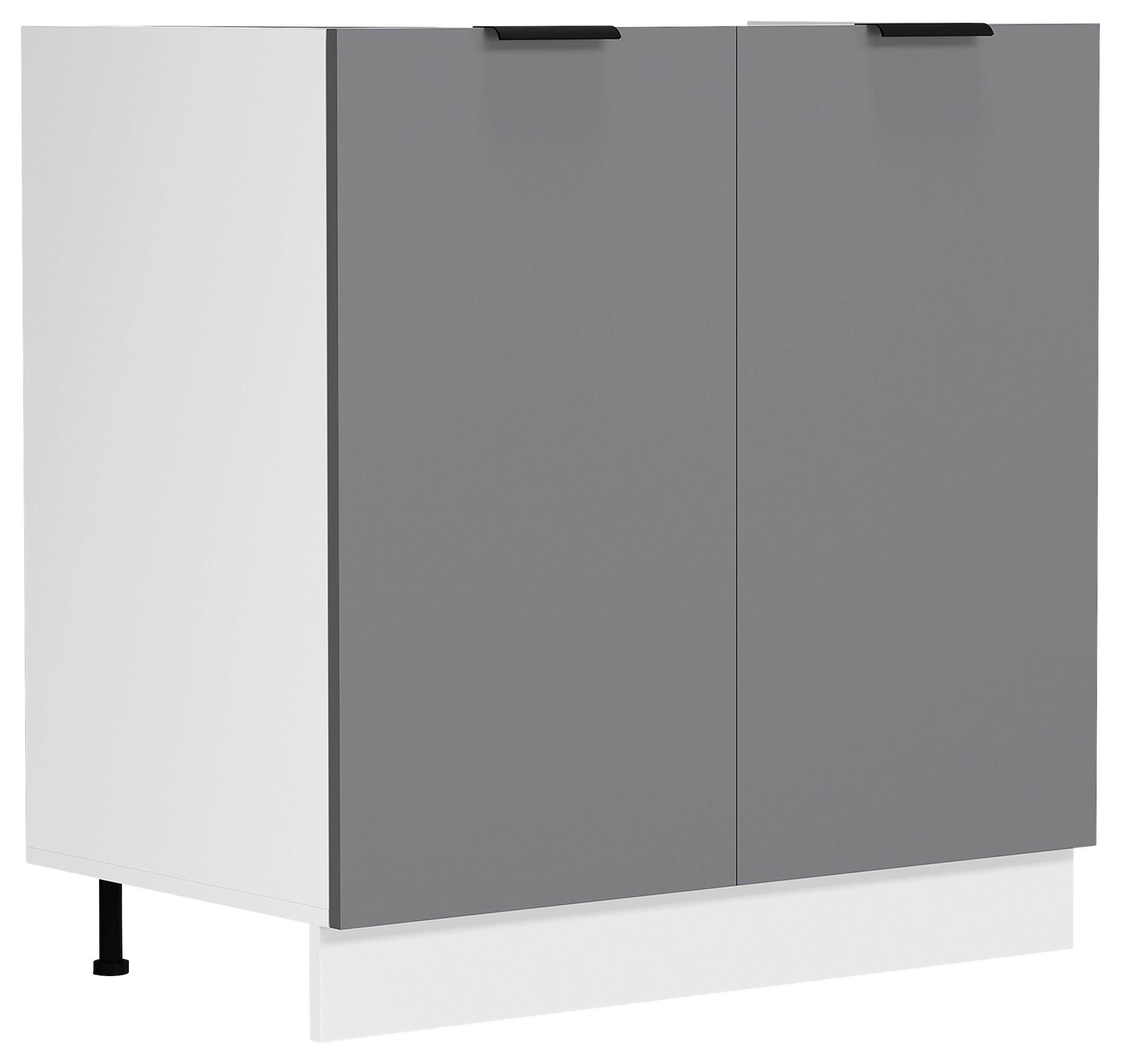 Spülenunterschrank Fasola Weiß/anthrazit B: 80 Cm - Anthrazit/Weiß, Trend, Holzwerkstoff/Kunststoff (80/82/46cm) - MID.YOU