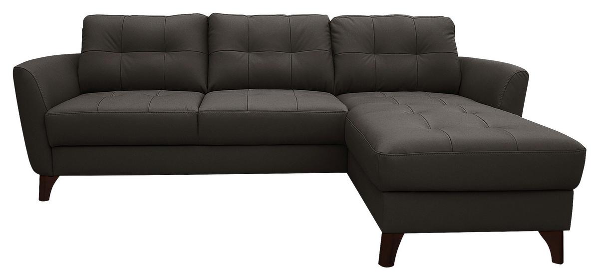 Ecksofa Nordic Dunkelbraun S: 238x168 cm - Dunkelbraun/Buchefarben, Design, Leder/Textil (238/168cm) - Livetastic