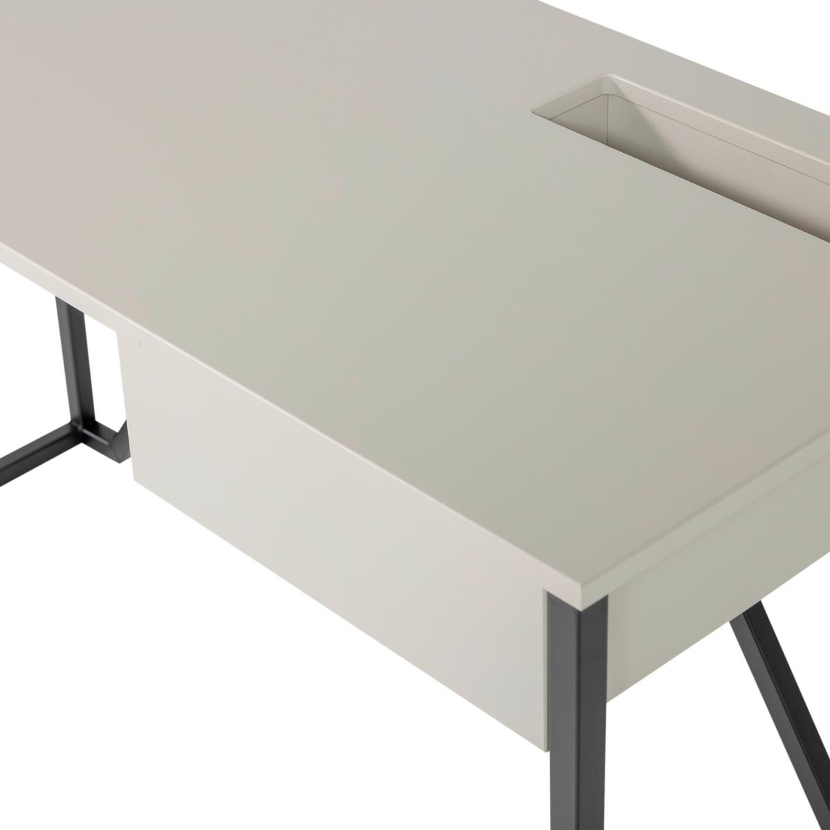 Schreibtisch New Julius Grau B: 126 cm - Schwarz/Grau, MODERN, Holz/Metall (126/53/75cm) - Livetastic