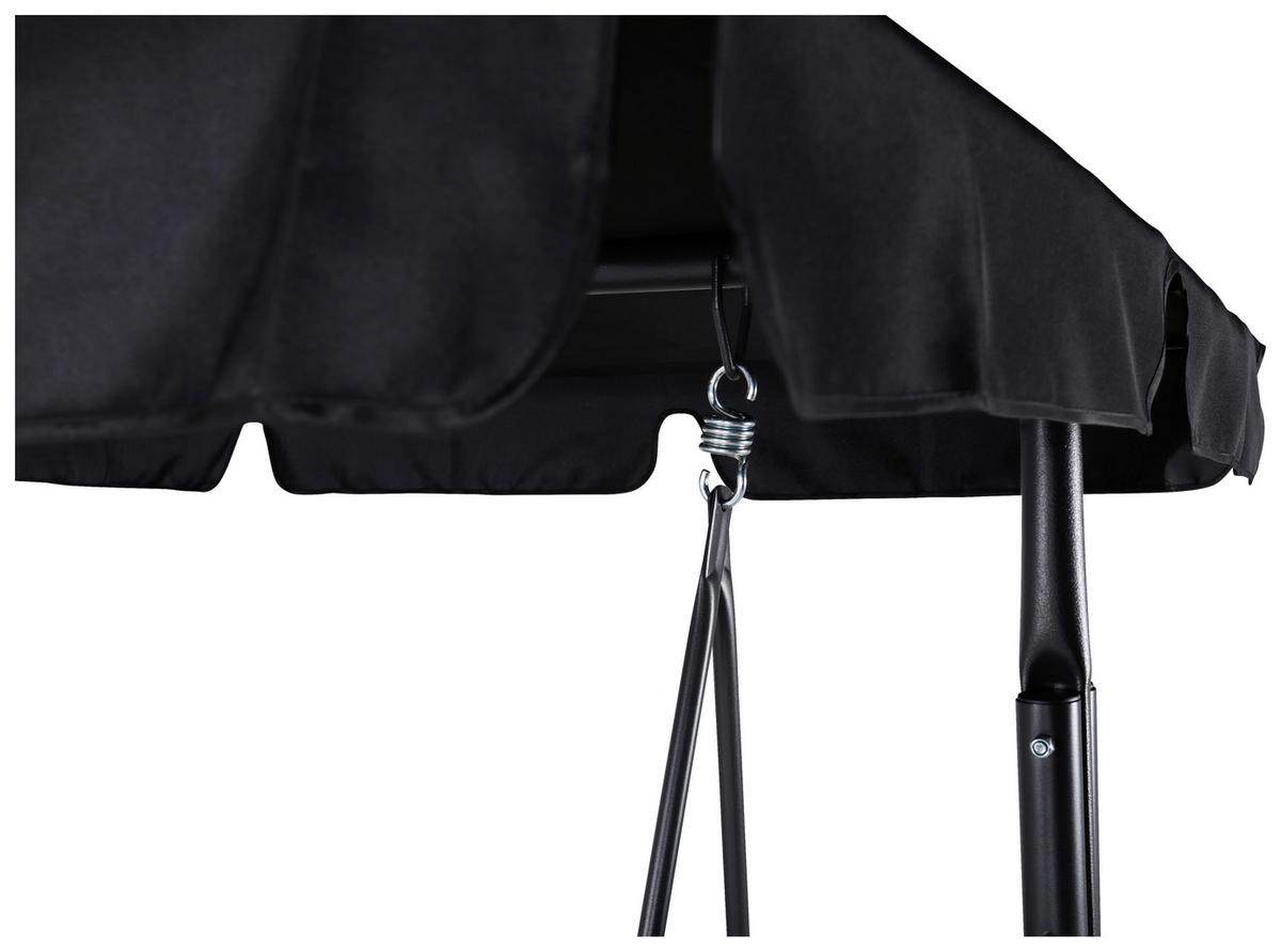 Hollywoodschaukel Montreal - Schwarz, KONVENTIONELL, Textil/Metall (204/163/130cm) - Gardenson