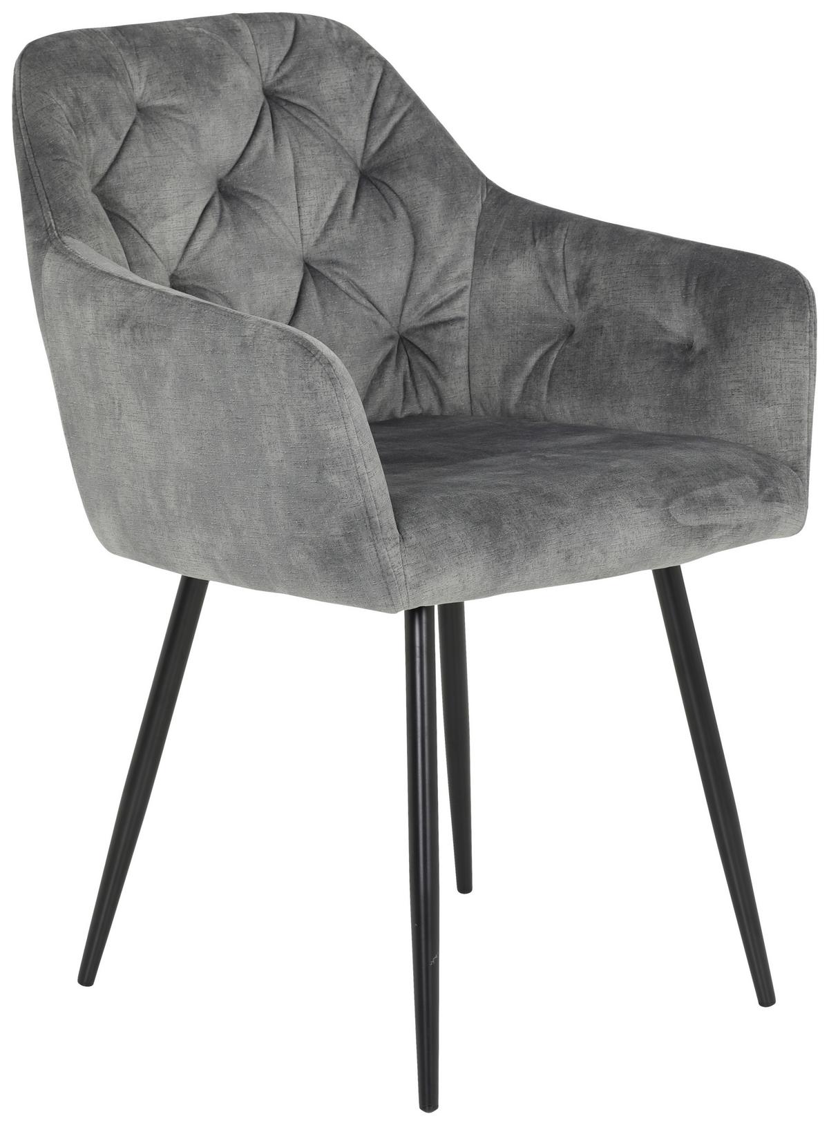 Armlehnstuhl-Set Tina I S Grau - Schwarz/Grau, MODERN, Textil/Metall (56/81/62cm) - MID.YOU