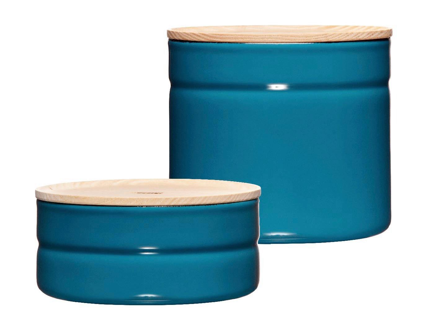 VORRATSDOSENSET 0203-200 KIMA BLUE - Blau/Eschefarben, Basics, Holz/Metall - Riess