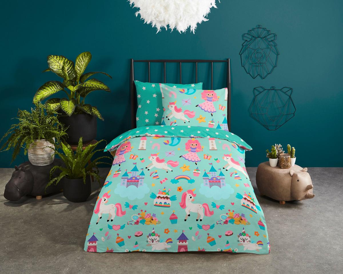 KINDERBETTWÄSCHE FANTASTIC - Mintgrün, Trend, Textil (140/200cm)