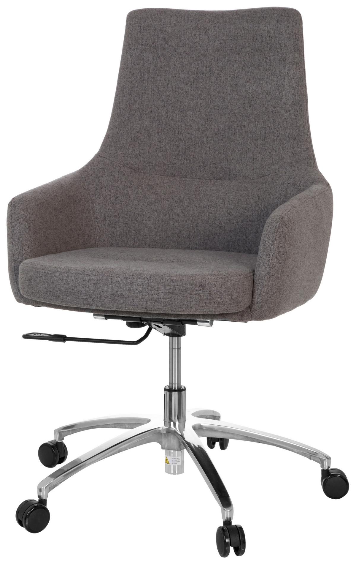 Bürostuhl Shake 100 Dunkelgrau Bis 110 Kg - Dunkelgrau/Silberfarben, Basics, Kunststoff/Textil (65/97/60cm) - MID.YOU