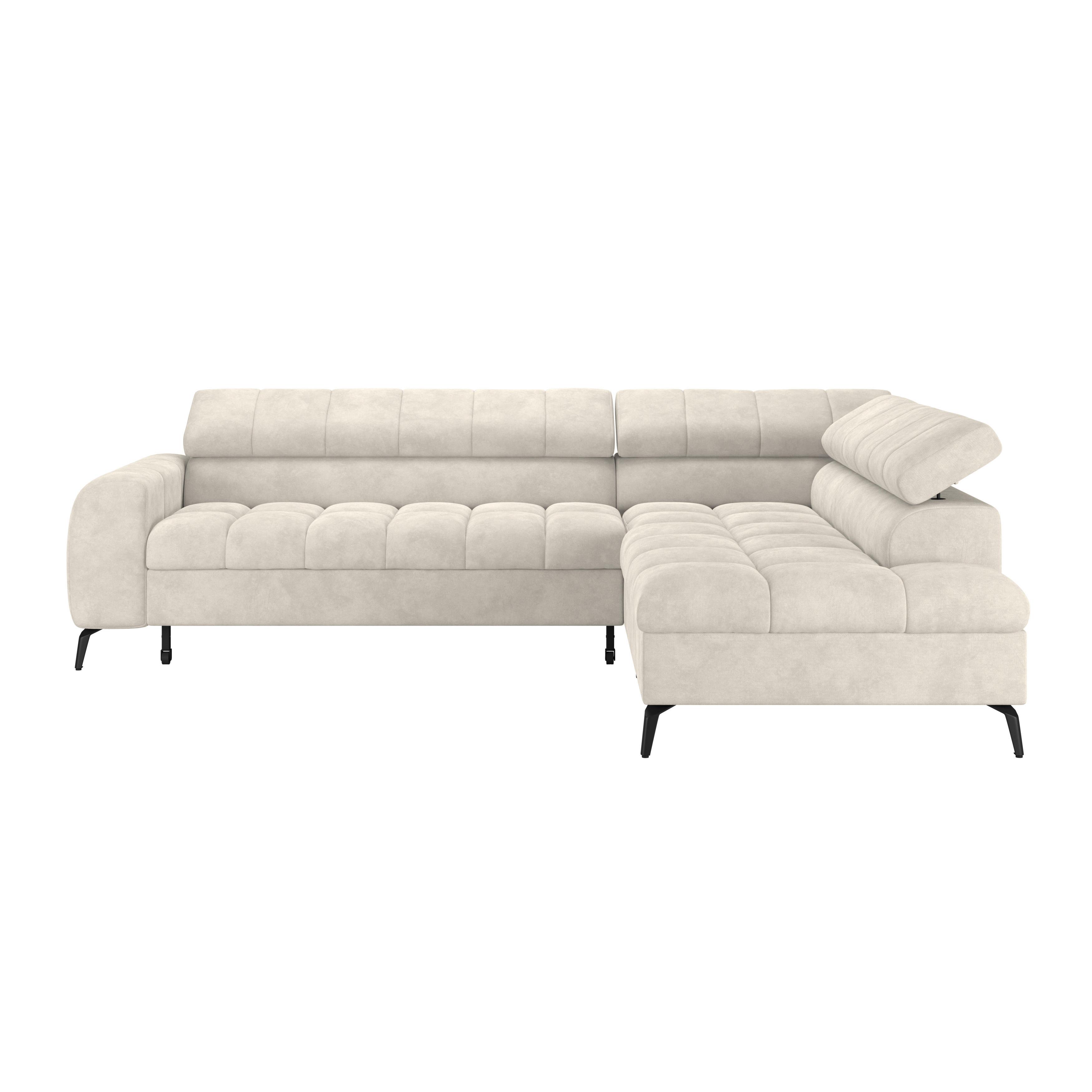 Ecksofa Volf Rechts New Cremefarben, S: 261x203 Cm - Creme/Schwarz, Trend, Kunststoff/Textil (261/203cm)