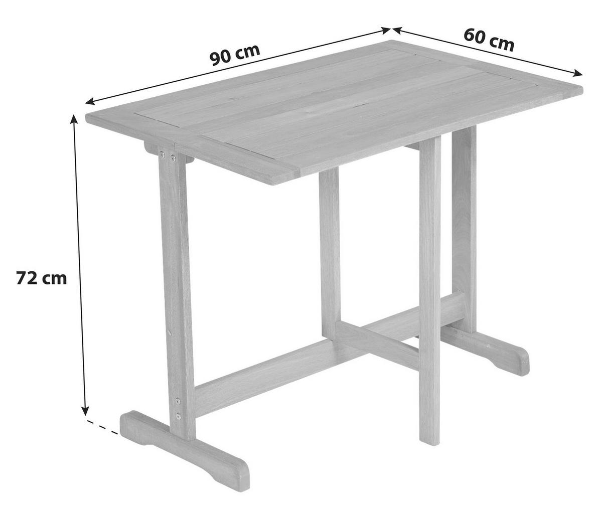 Gartentisch Klappbar Porto Echtholz L: 90 cm - Naturfarben, KONVENTIONELL, Holz (90/72/60cm) - Gardenson