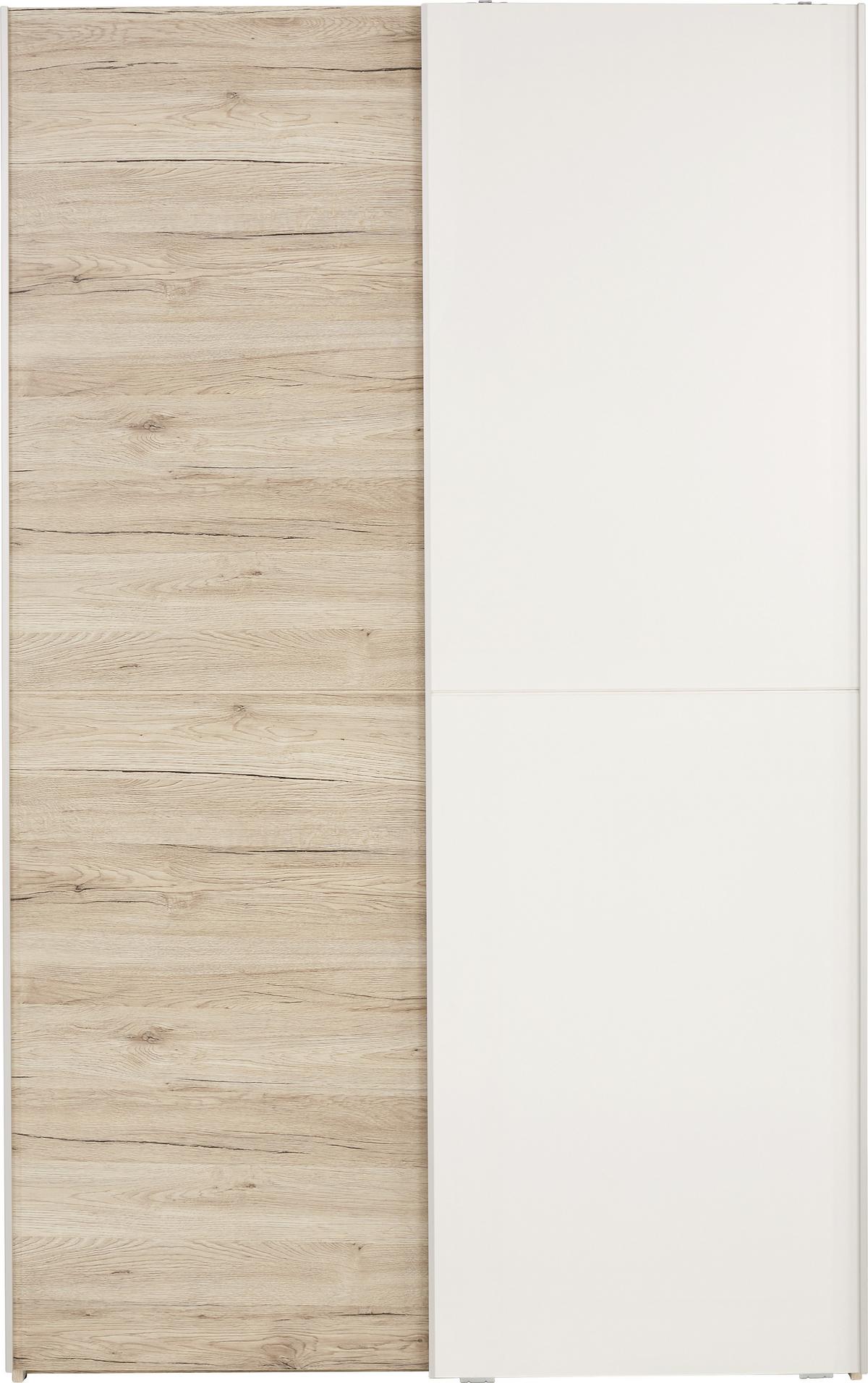 Víceúčelová skříň Heimo, bílá/dub - bílá/barvy dubu, Konvenční, plast (125/195/38cm)