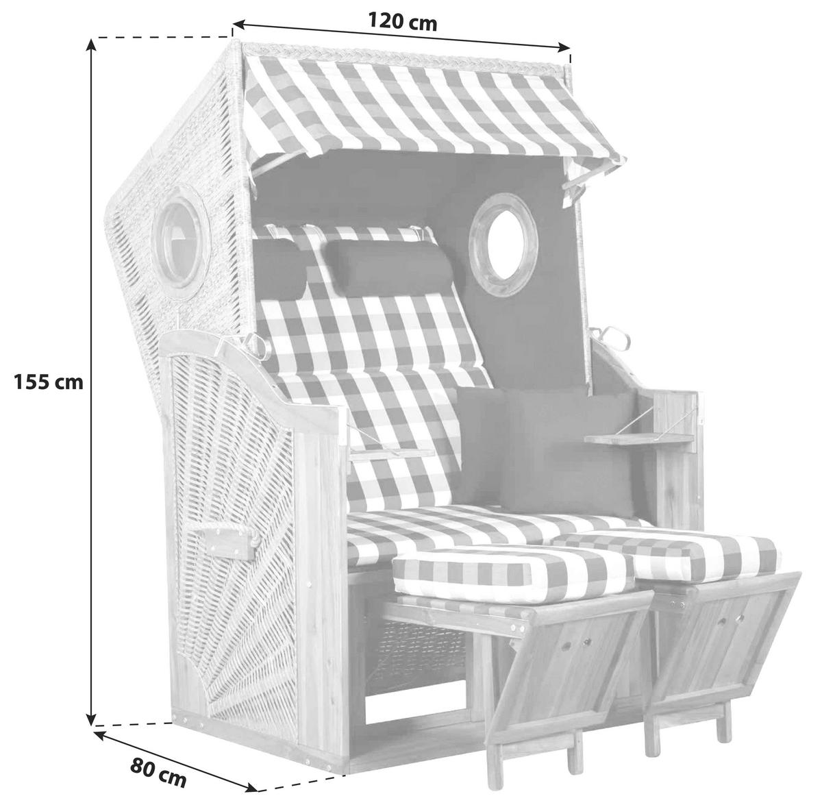 Strandkorb Ostsee Trendy Trend Halblieger 2-Sitzer, Walnut - Basics, Holz (120/80/155cm)