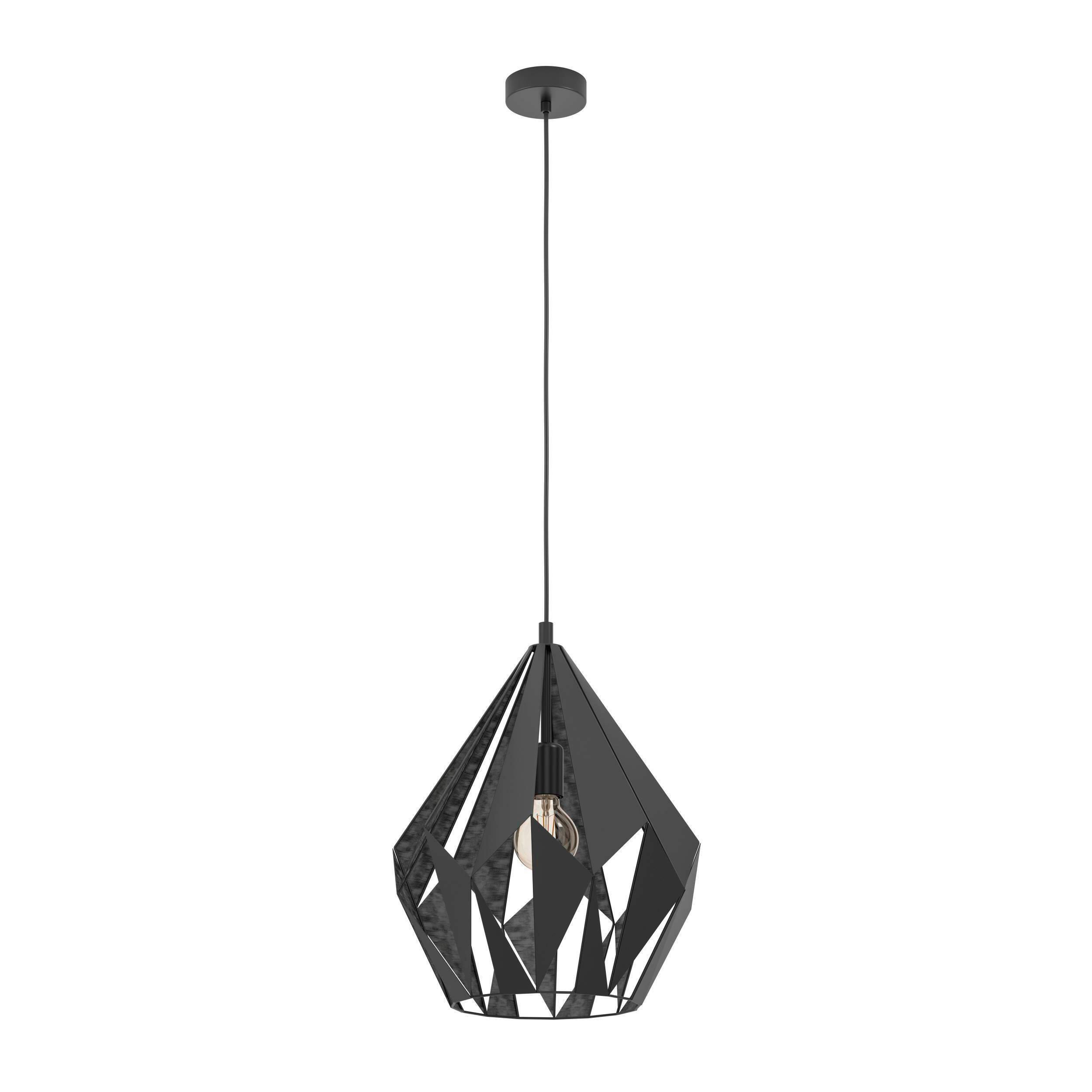 Hängeleuchte 49879_carlton 1 - Silberfarben/Schwarz, Design, Metall (38,5/150cm) - Eglo