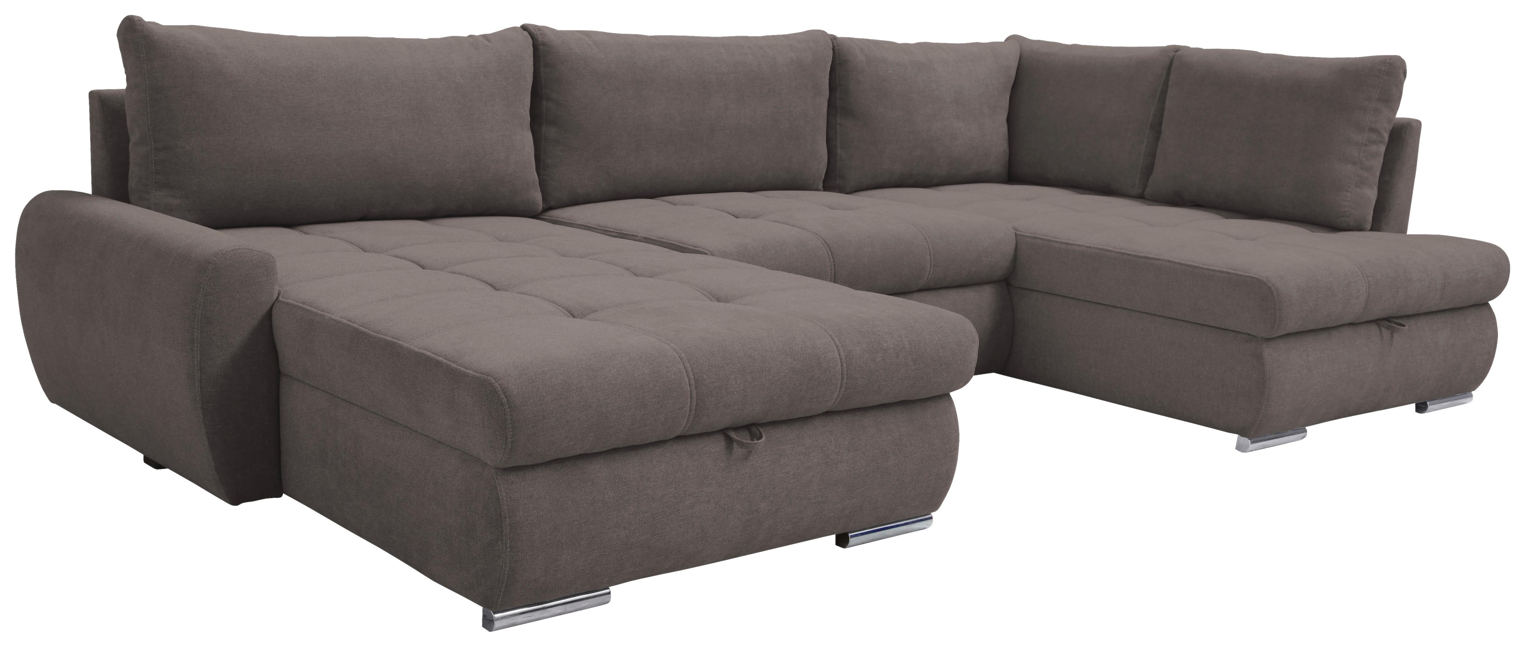 Ecksofa Canion - Chromfarben/Graubraun, Design, Textil (174/322/173cm) - Livetastic
