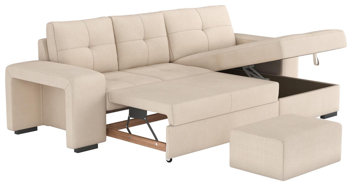 Eckschlafsofa Mattina Naturfarben S: 268x156 Cm - Schwarz/Naturfarben, MODERN, Textil (268/156cm) - MID.YOU