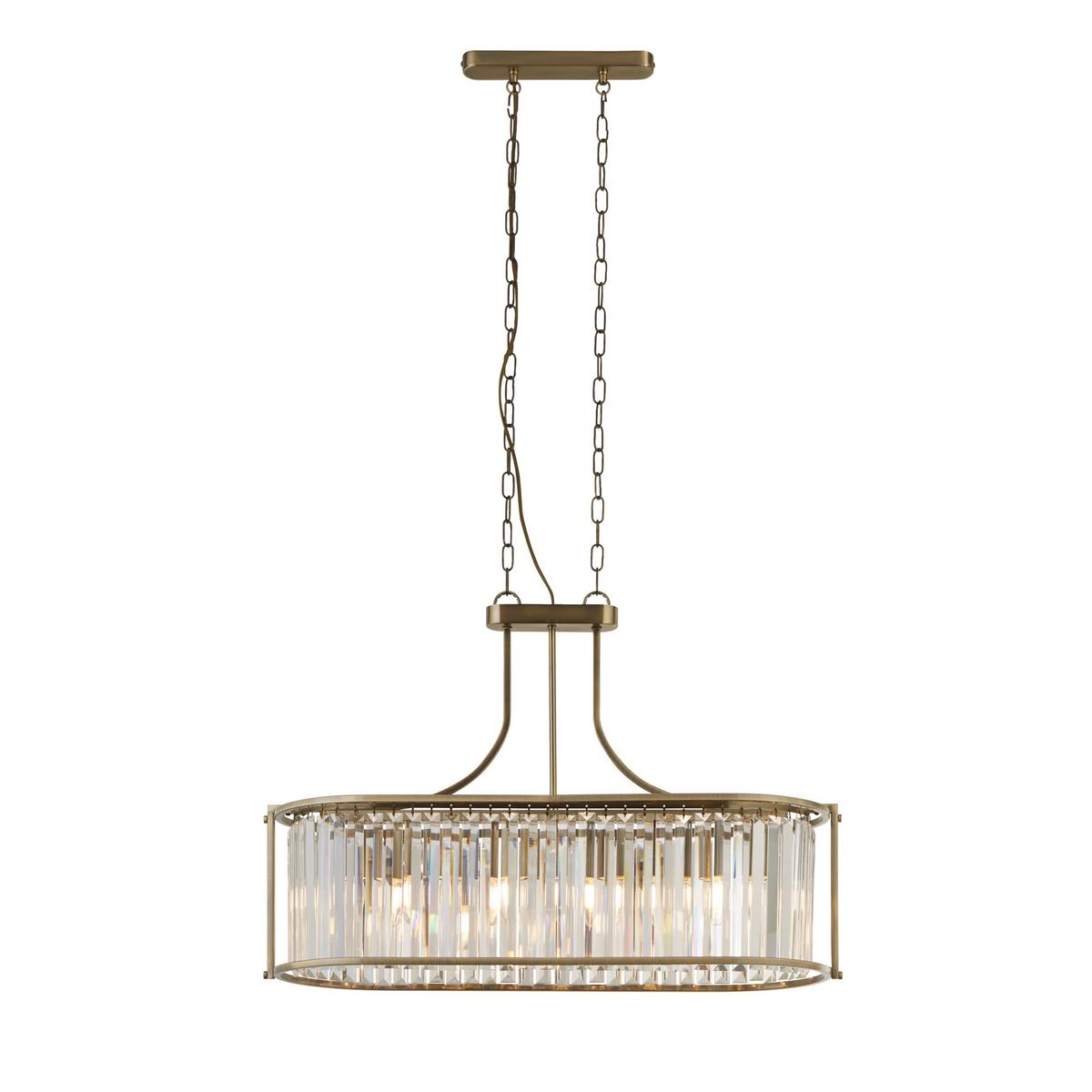 Kristall-hängeleuchte 8095-5ab - Messingfarben, Design, Glas/Metall (50/30/78cm)