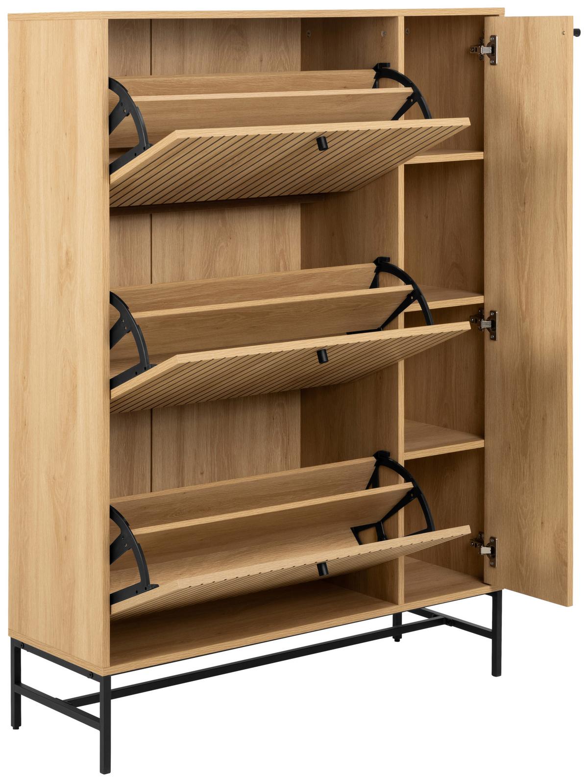 SKRINKA NA TOPÁNKY ALBANY - čierna/prírodná farba, Design, kov/drevo (98,7/140,4/35cm)