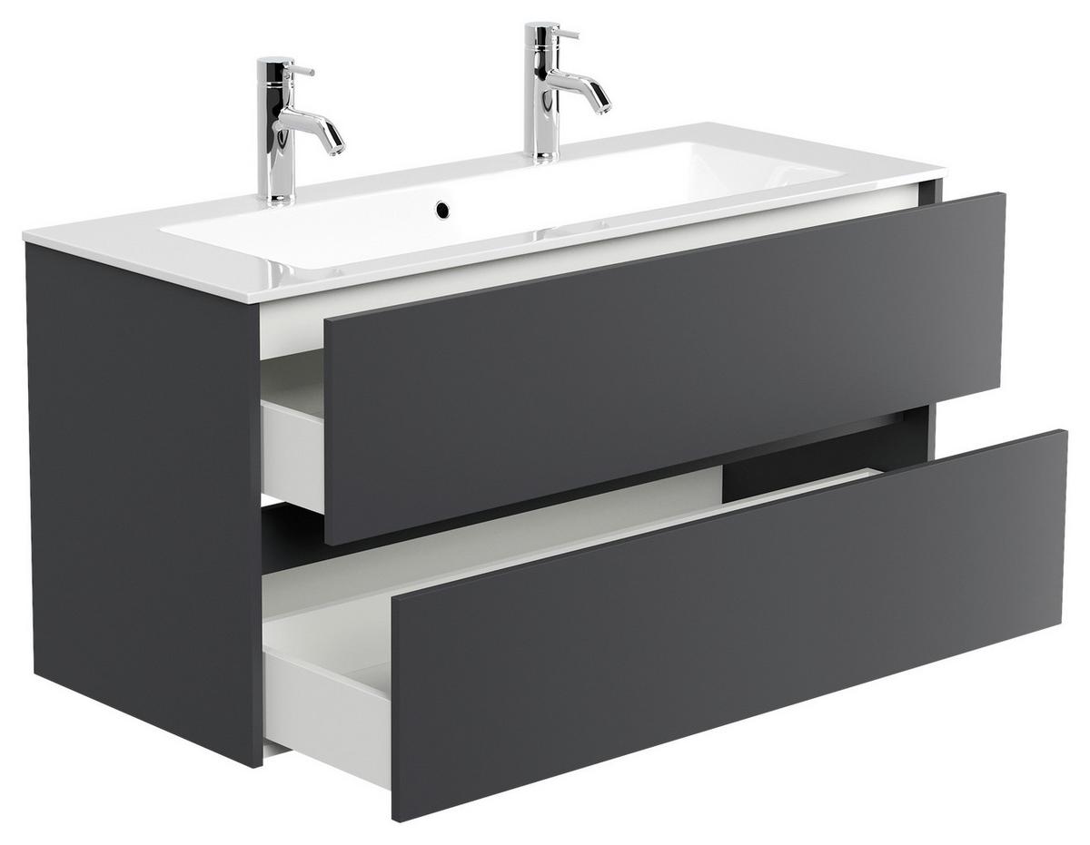 Waschtischkombi Limes Graphitfarben B: 120 Cm - Graphitfarben/Weiß, MODERN, Holzwerkstoff/Stein (120/58,8/46,5cm) - MID.YOU